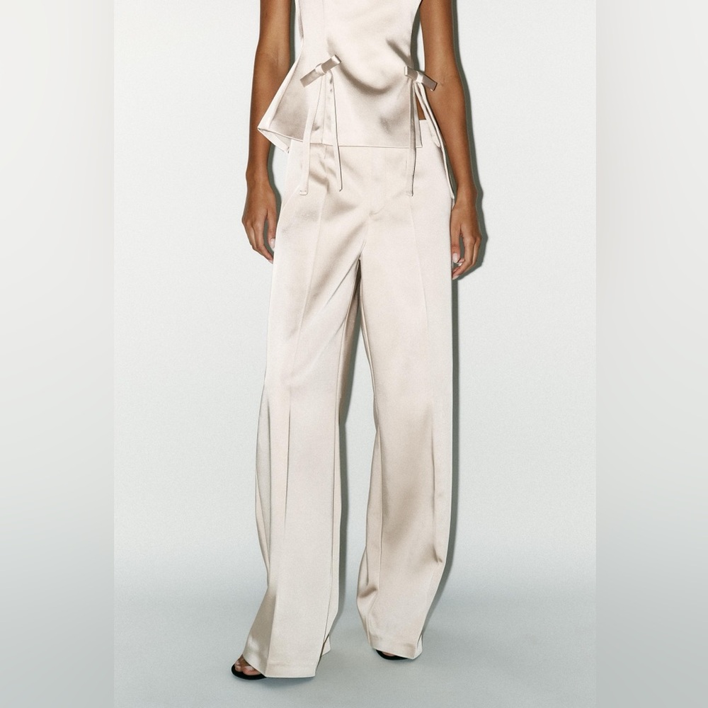 Zara Elegant Cream Wide Leg pants